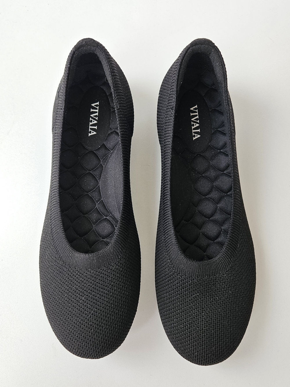 VIVAIA Claire Walker black round-toe knit ballet flats Womens 38/7.5 Black New